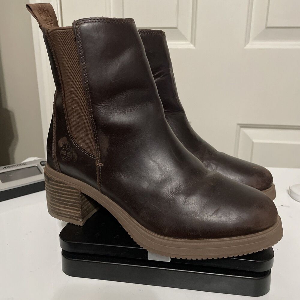 Timberland Dalston Vibe Brown Leather Chelsea Boots Size 6 Women’s